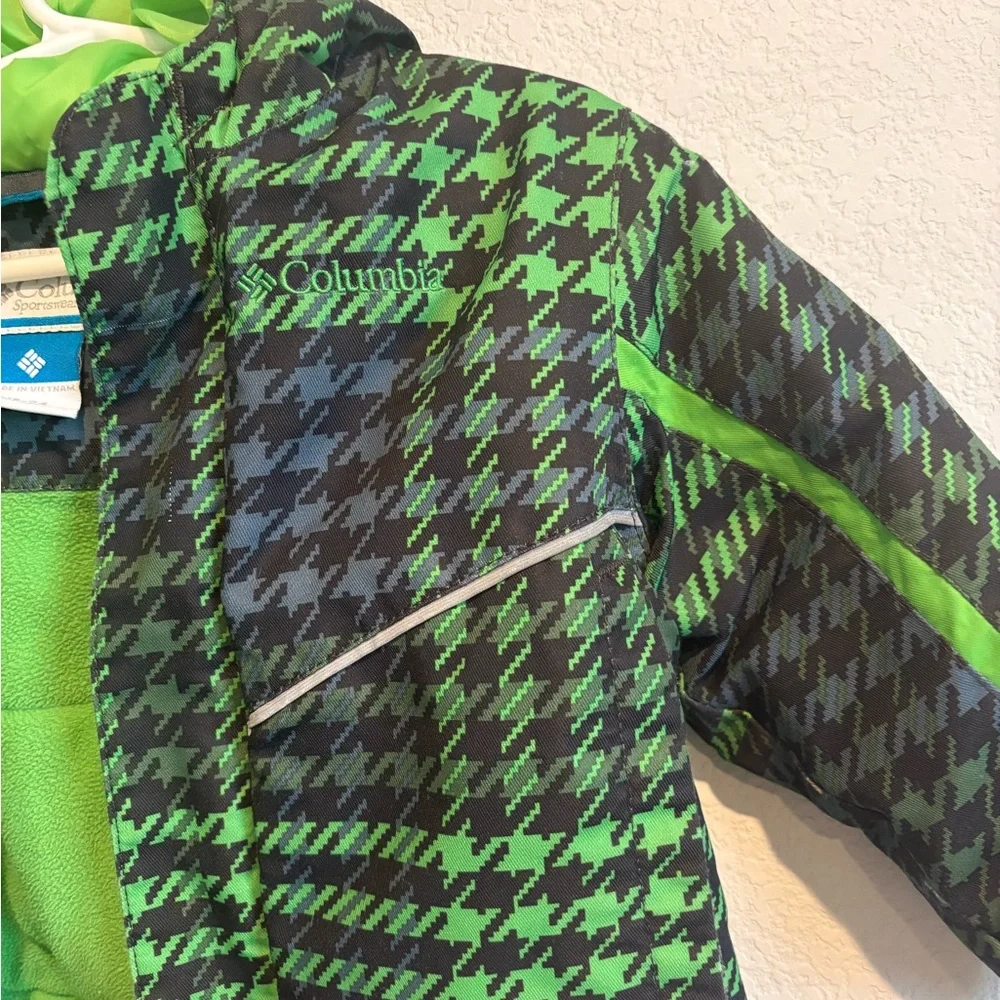 Columbia Toddler Winter Puffer Jacket Green Plaid Hooded Coat 18-24M